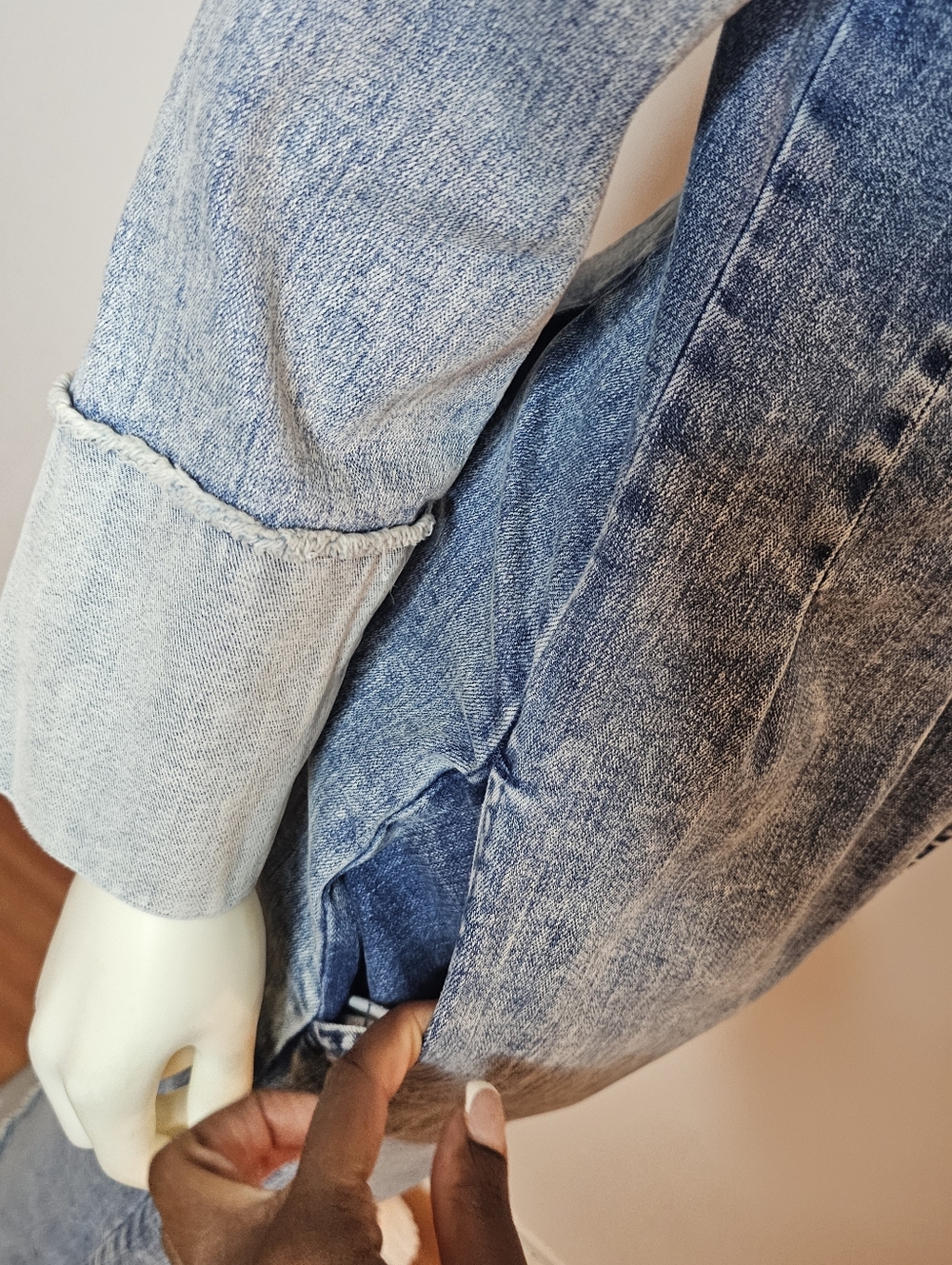 VTG Wash Lab Denim-Effect Long Sleeve Midi Dress - Hannah Blue Size M 96% Cotton - Picture 12 of 14